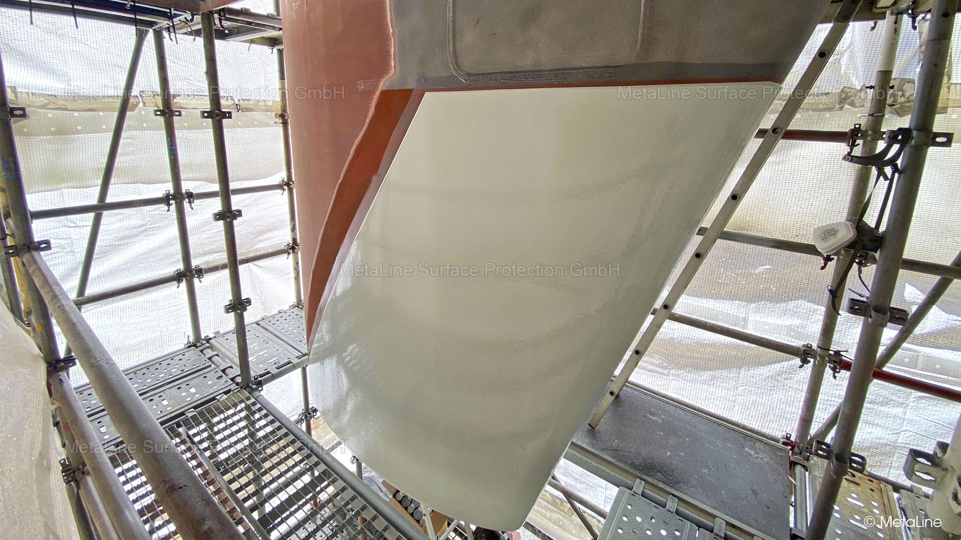 Ruderblatt, Beschichtung, Kavitationsschutz flap, schilling, twist, rudder, coating, cavitation, protection